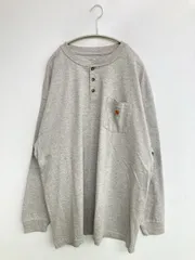 Carhartt カーハート Tシャツ/カットソー 2XL グレー 無地 ワンポイント ブランドロゴ ミドル丈 長袖 ヘンリーネック クルーネック(丸首) メンズ