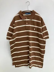 Polo by Ralph Lauren ポロバイラルフローレン ポロシャツ XL ブラウン ボーダー柄 ワンポイント ブランドロゴ 半袖 メンズ