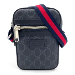 GUCCI GGスプリーム シェリーライン レザー×コーティングキャンバス ブラック×マルチカラー ショルダーバッグ シルバー 682357