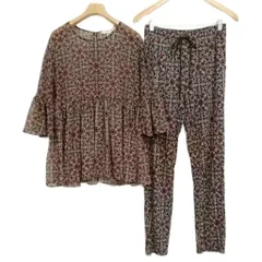 ビーシービージーマックスアズリア BCBGMAXAZRIA ボタニカル セットアップ シフォン ブラウス ジャージー ロングパンツ XXSのサムネイル