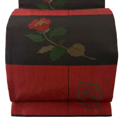 【美品】 袋帯 秀品 木屋太 落款 枝花 焦茶色 六通 正絹 【中古】のサムネイル