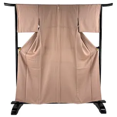 色無地 身丈159cm 裄丈65.5cm M 袷 地紋 ピンク 正絹 優品 一つ紋 【中古】