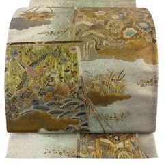 由水十久 童 駒回し 引き箔袋帯 シルバー 正絹 247 | Mercari