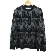 カルバンクラインジーンズ セーター トップス 長袖 ニット ロゴグラム柄 メンズ Mサイズ 黒×グレー Calvin klein Jeans 【中古】のサムネイル