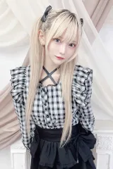 マズ サテン リボン フリル ブラウス CHECK (公式名 オフホワイト)のサムネイル