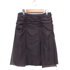 ボディドレッシングデラックス BODY DRESSING Deluxe ギャザー フレア スカート ひざ丈 フリル コットン混 サイドジップ 38 茶 ブラウン /NT16