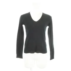 アニエスベー agnes b. カットソー ニットソー Vネック 長袖 ストレッチ コットン 1 S 黒 ブラック /AH24 ■GY99のサムネイル
