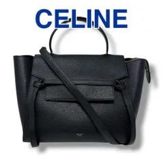 セリーヌ ハンドバッグ ベルトバッグミニ 黒 ブラック レザー ユニセックス CELINE ブランド 美品 ゴールド金具 外ポケット：ファスナータイプ×1 ショルダーバッグ カバン 肩掛け メンズ レディース 男女兼用 イタリア製 定価451,000円
