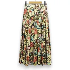 ルイシャンタン Lui Chantant プリーツスカート フラワー ロング丈 36 ベージュ系 花柄 総柄 裏地付き のサムネイル