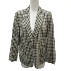 アクアスキュータム AQUASCUTUM テーラードジャケット ミドル丈 シングルボタン ベージュ チェック柄 /SM22 ■GY61のサムネイル