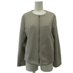ドレスキップ DRESKIP ノーカラージャケット 上着 M グレー 無地 フェイクスエード 長袖 ジップアップ /PP ■ECB002のサムネイル