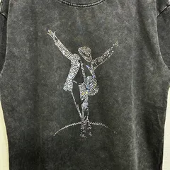 新品 マイケルジャクソン Michael Jackson バンドTシャツ ミュージックTシャツ ウォッシュド加工 ブラック L〜XLサイズ 古着加工 バンティー バンT ロック メタル 半袖 夏物 夏服 プリント グラフィック アメカジ アメリカ USAのサムネイル