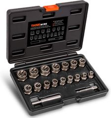 THINKWORK Bolt Extractor Set, 18 Pieces Impact Bolt & Nut Remover Set, Stripped Lug Nut Remover, Extraction Socket Set fo 52928347
