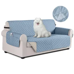 新品 TAOCOCO ソファカバー 全面防水 ソファーシート 犬猫対策 毛髪不粘着 滑り止め 1人2人3人掛け 肘付き 替えソファカバー 防塵 汚れ防止 傷防止 爪とぎ防止 マルチカバー 四季適用 撥水加工 丸洗い可能 (シエラブルー色 3人掛け)のサムネイル