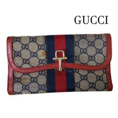 GUCCI GGキャンバス シェリーライン ホースビット 三つ折り 138034