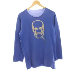 ルシアンペラフィネ LUCIEN PELLAT-FINET Tシャツ カットソー 長袖 スカル 虫眼鏡 スタッズ カットオフ M 青 ブルー /HN ■GY18のサムネイル