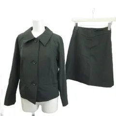 キャサリンハムネットロンドン KATHARINE HAMNETT LONDON スーツ セットアップ ジャケット スカート S 緑 グリーン ステンカラー 長袖 V字切り替えウエスト ひざ丈  /PP ■GY99のサムネイル