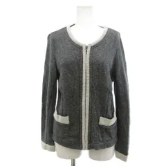 タルボット TALBOTS ジャケット 長袖 ショート丈 ジップアップ トリミングデザイン M チャコールグレー /IB ■GY99のサムネイル