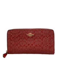 COACH 長財布 シグネチャー エナメル レッド - メルカリ