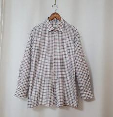 美品 GIANNETTO ギンガムチェック ホリゾンタルカラーカッタウェイ 