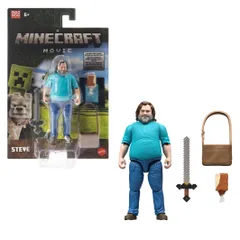 Mattel マインクラフト アクションフィギュア & アクセサリーセット 4インチ スティーブポーズ可能 キャラクター コレクター収集品 マインクラフト映画にインスパイアされた [Steve]