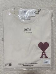新品 AMI PARIS アミパリス ビッグハートロゴ Tシャツ S アイボリー