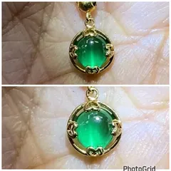 K18YG 天然エメラルド（キャッツアイ風）0.83ct ペンダントネックレス（used）