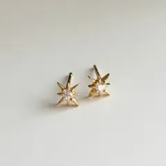 【silver925】星 ジルコニア ゴールド ピアス つけっぱなし 金属アレルギー対応 ギフト プレゼント シルバー925の