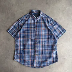 Ralph Lauren CUSTOM FIT 半袖 ボタンダウン シャツ XL ブルー チェック ラルフローレン ポニー刺繍
