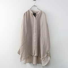 美品 カオス サイドスリット バンドカラー シャツ グレージュ 洗える 