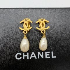 T03/185CHANEL シャネル95AココマークスイングパールイヤリングGP 