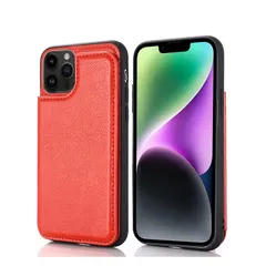【新品】 【 Antimam 】対応iPhone 13 PRO MAX(6.7インチ)用 ケース 手帳型 財布型 新型 全面保護 耐衝撃 擦り傷防止 軽量 落下保護 手帳型 ケース（レッド）アイフォン13プロ マックス 高級 PU革 背面 IC カード 収 1