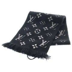 LOUIS VUITTON (ルイヴィトン) エシャルプ ロゴマニア モノグラム シルク混 ウールマフラー ストール ブラック M75833のサムネイル