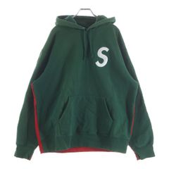 supreme☆刺繍ロゴ Sロゴ プルオーバーパーカー 赤/緑 L《極美品 