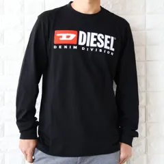 【並行輸入品】ディーゼル メンズ 長袖 Tシャツ クルーネック DIESEL ロゴ ロンT 立体刺繍ロゴ ホワイト ブラック A03768 0GRAI/0AAXJ