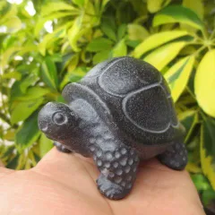 リクガメ ゾウガメ 置物 高さ約6cm 高級御影石 亀 かめ みどり 置物 彫刻品 オブジェ おしゃれ 文鎮 御影石 手作り 送料無料 レターパックプラスのサムネイル