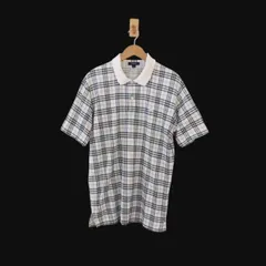 BURBERRY LONDON バーバリー ポロシャツ 香港製 白っぽいベージュベースのノバチェック柄 L （w-5620508）