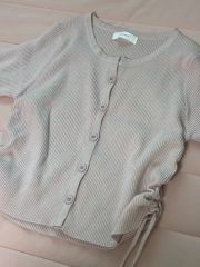 未使用品 LOUNIE♥襟付き半袖カーディガン ブラック 38 2025春夏 