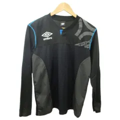 アンブロ UMBRO Tシャツ L 黒 ブラック 青 ブルー 長袖 ラウンドネック 横縞模様 /KK ■ECB001のサムネイル