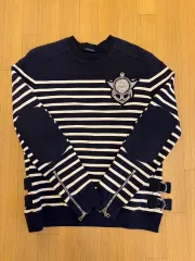 BALMAIN ストライプ エンブレム スウェット ネイビーのサムネイル