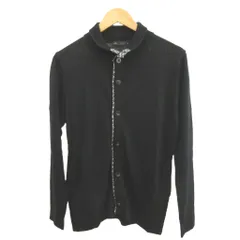 メンズメルローズ MEN'S MELROSE カーディガン ウール M 黒 ブラック 長袖 ショールカラー 前立て裏チェック柄 /NP ■ECA004のサムネイル