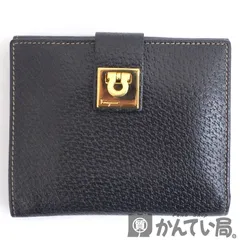 Salvatore Ferragamo　JP-221313　サルヴァトーレ フェラガモ　ガンチーニ　三つ折り財布　レザー　ブラック　黒　ゴールド金具　26-H-152　久安店のサムネイル