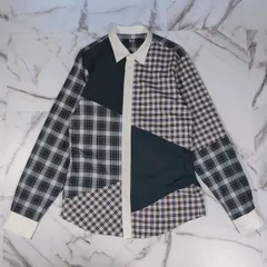 RAF BY RAF SIMONS パッチワーク クレイジーパターン チェック L/Sシャツ クレリック M相当のサムネイル