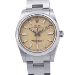 ロレックス オイスターパーペチュアル34 ランダムシリアル ルーレット 124200 ROLEX 腕時計 ベージュ文字盤 ロレックス オイスターパーペチュアル34 ランダムシリアル ルーレット