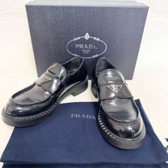 極美品】プラダ ローファー モノリス レザー 三角ロゴ 黒 シルバー 38 