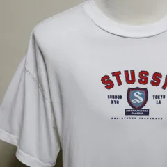 ステューシー Tシャツ メンズ XL USA製 カレッジロゴ クレストSSリンク 半袖 シングルステッチ グラフィックTシャツ ホワイト 白 アメリカ製 オフィシャル USED品