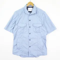 メンズメルローズ MEN'S MELROSE シャツ ジャケット 半袖 ストレッチ ワイヤーカラー 4 ライトブルー 2sa7091のサムネイル