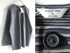 新品タグ付 STILL BY HAND スティルバイハンド 2023 コットン ボーダー ヘンリーネックカットソー 八分袖 Tシャツ 46のサムネイル