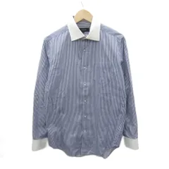 コムサイズム COMME CA ISM カジュアルシャツ XL 紺 白 ストライプ柄 長袖 /SY10 ■ECA004
