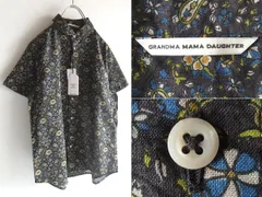 新品タグ付 GRANDMA MAMA DAUGHTER グランマママドーター 2023SS 半袖 花柄 ペイズリー柄 ラウンドカラーシャツ 丸襟シャツ 1 チャコールのサムネイル